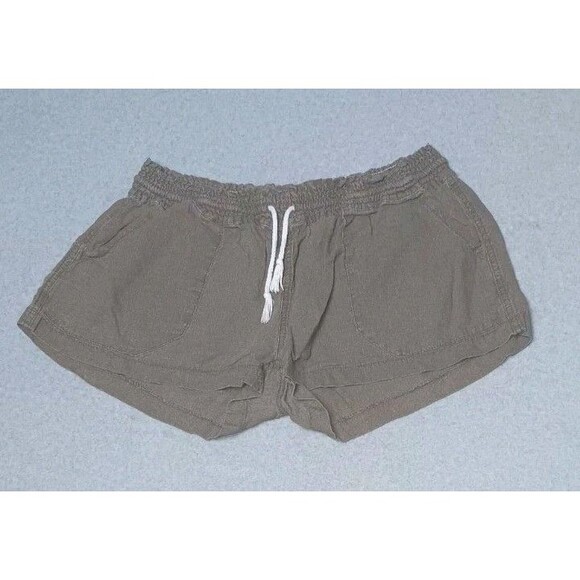 Kiss & Cry Pants - Kiss & Cry Drawstring Smocked Waist Linen Blend Pull On Shorts Womens XL Coastal